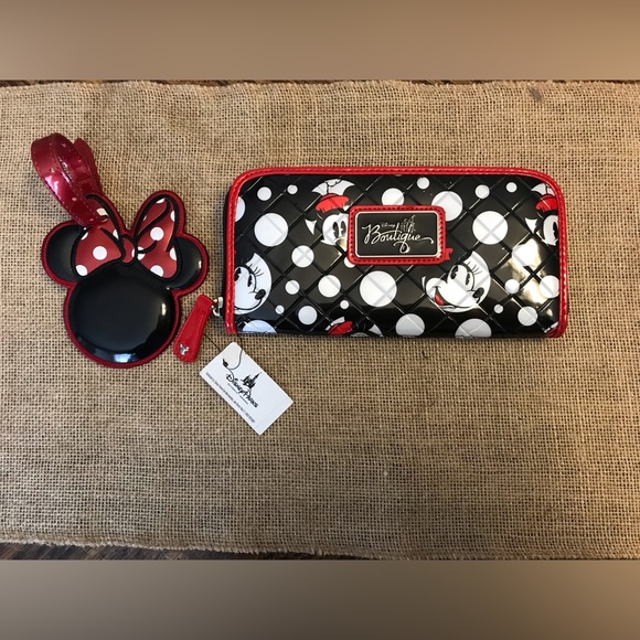 SOLD Disney Minnie Mouse Wallet and matching Fob Black Red White - Picture 9 of 11